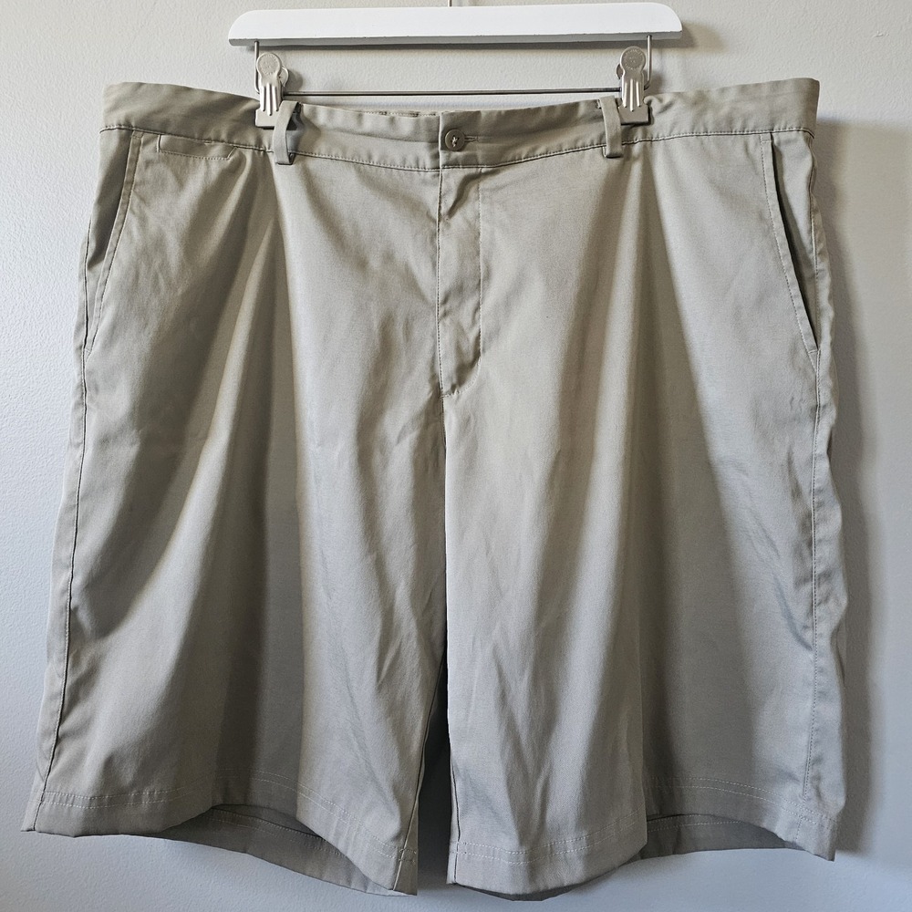 Nike Golf Shorts Men's Size 40 Khaki Beige Flat Front Stretch Dri Fit Tour